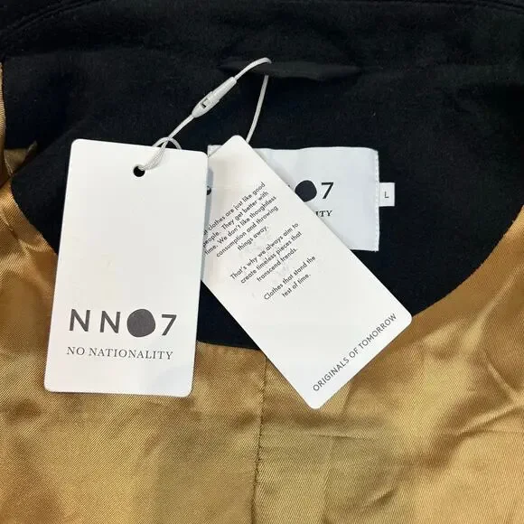 NN07 No Nationality Black Jacket NWT Large Gold Zipper $550 Premium Menswear